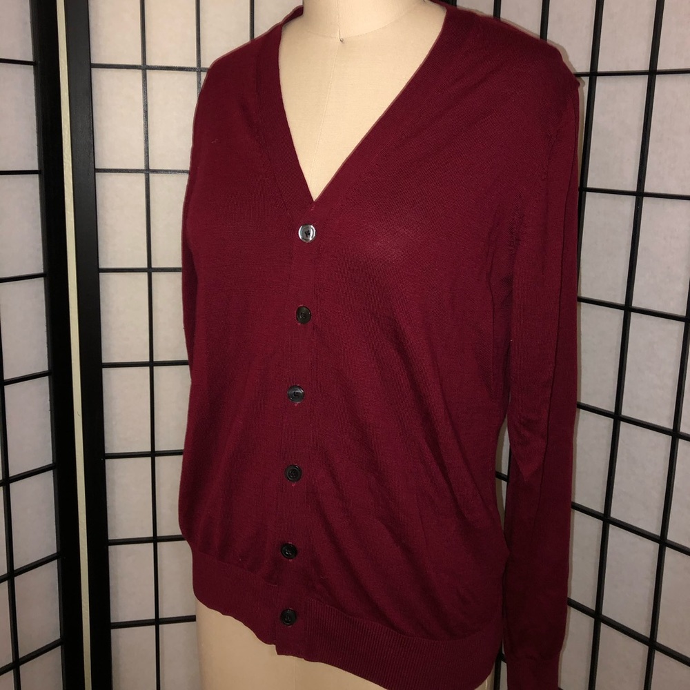Deep red cardigan